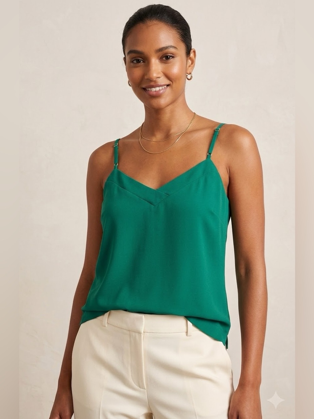 J. Crew Green Spaghetti-Strap Cami